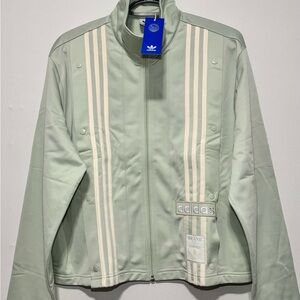 🆕 Adidas Mint Green Jacket with Cream Stripes